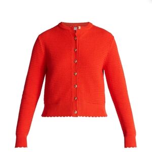 Time and Tru Bright Red Button-Front Knit Cardigan